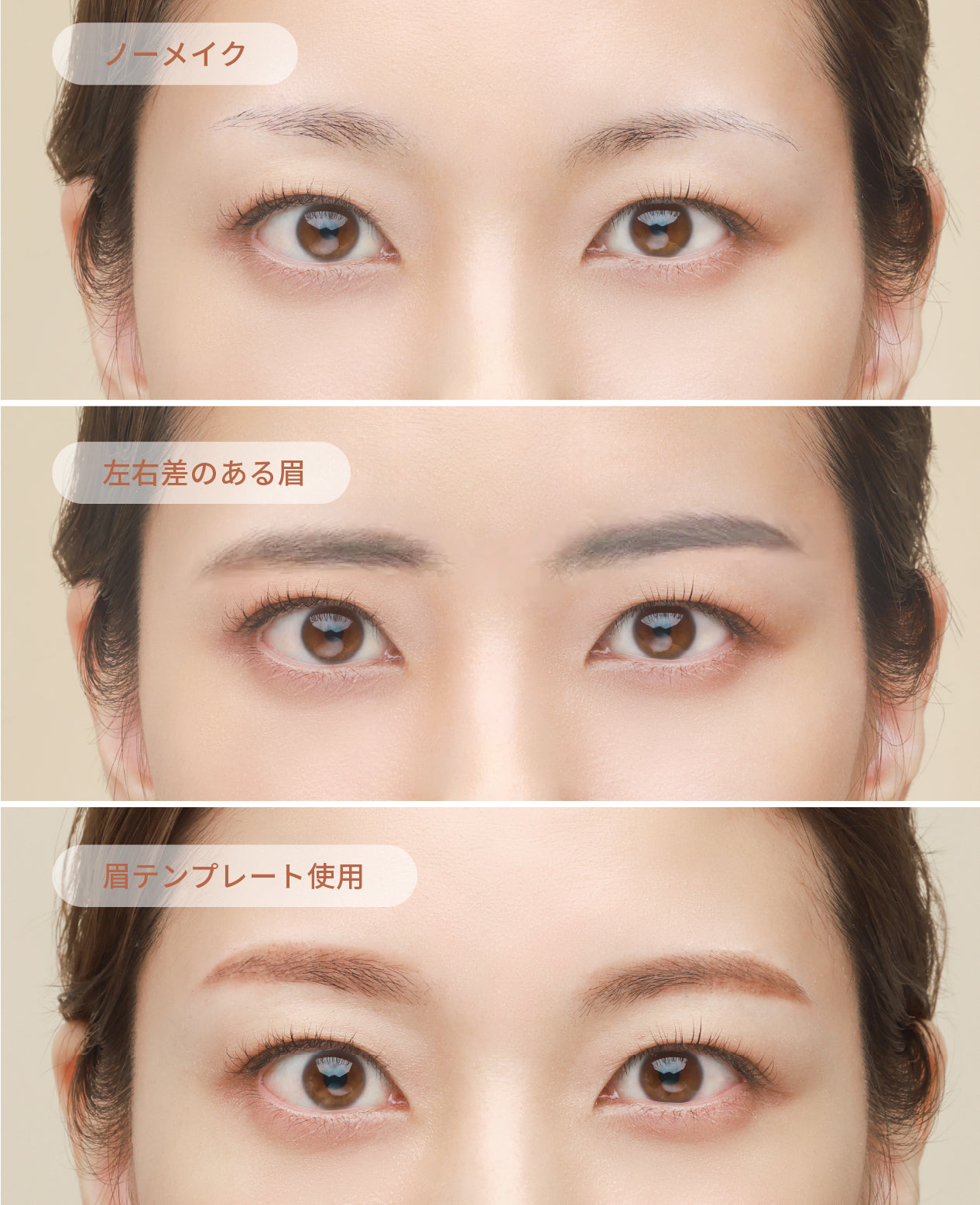 一般的な眉テンプレートとNAZORUの比較